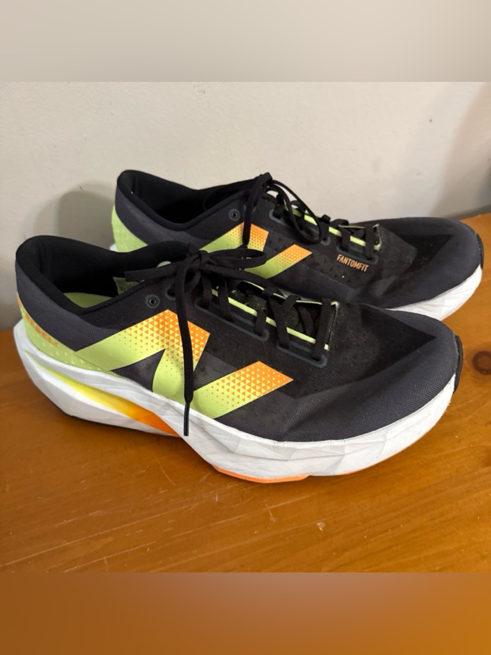 New Balance Men's Black with Neon Yellow and Orange Running Shoes